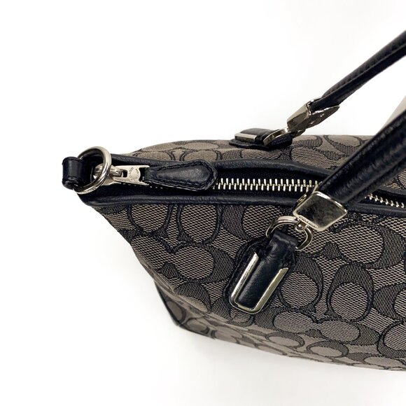 COACH Signature Kelsey Satchel Smoke/Black Crossbody Bag - Picture 7 of 16